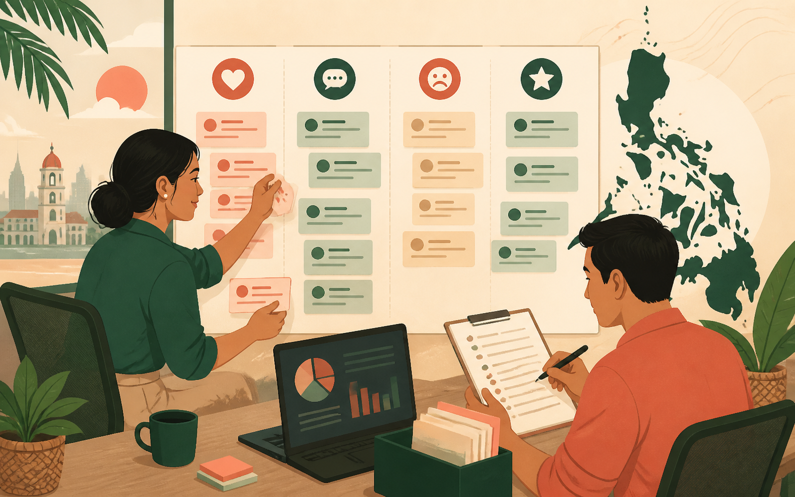 Colleagues reviewing Philippines-based operations research