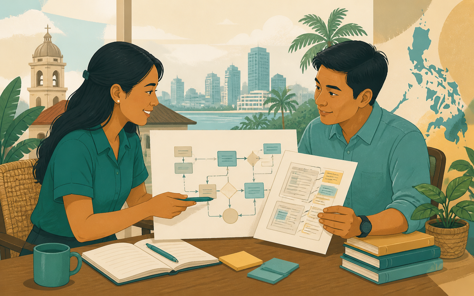 Colleagues reviewing Philippines-based operations research