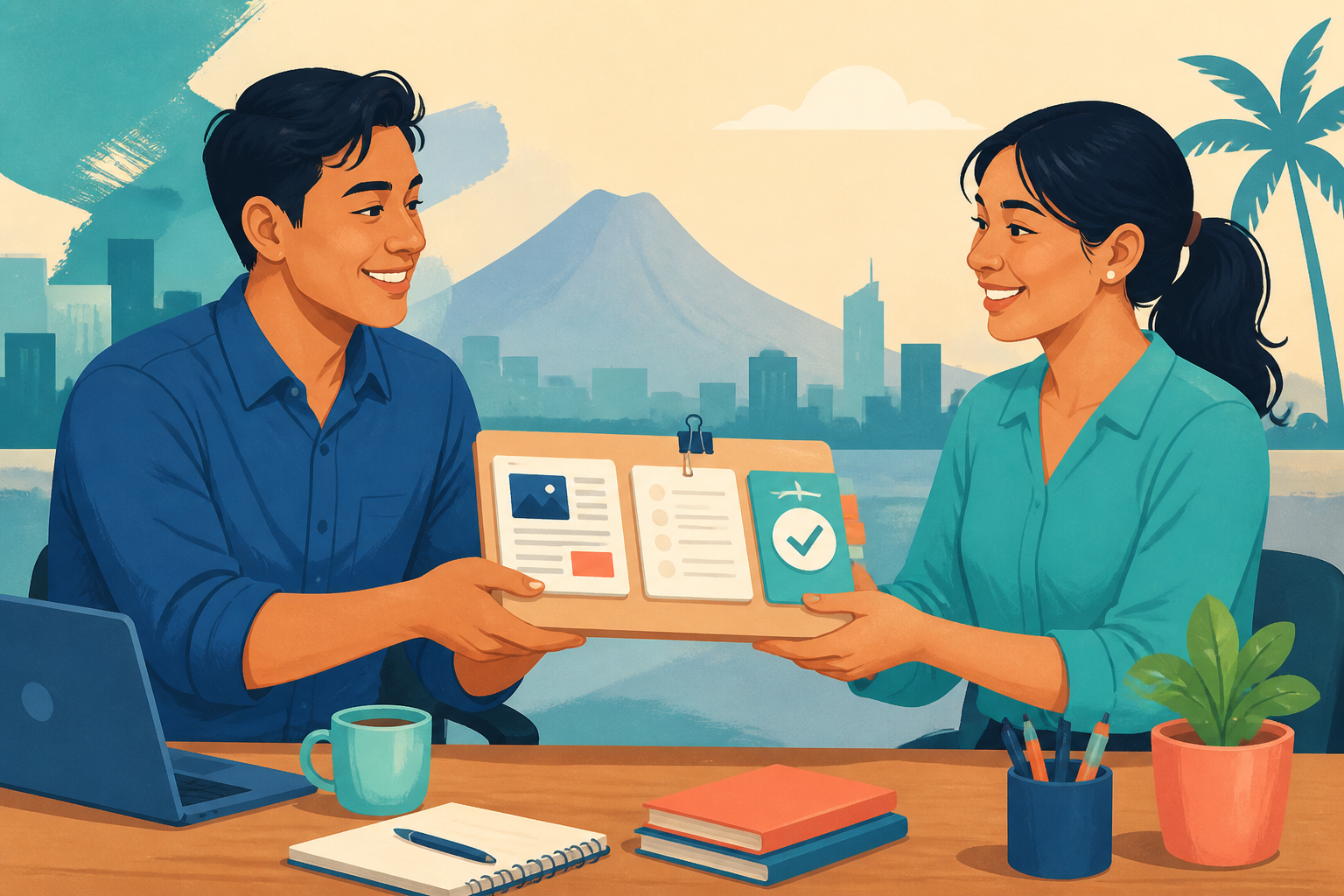 Colleagues reviewing Philippines-based operations research